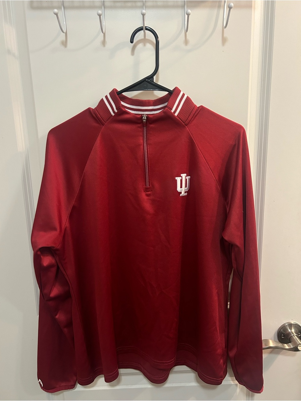 Indiana University Crimson Red Quarter Zip Pullover L Shacket IU Hoosiers - Picture 2 of 9